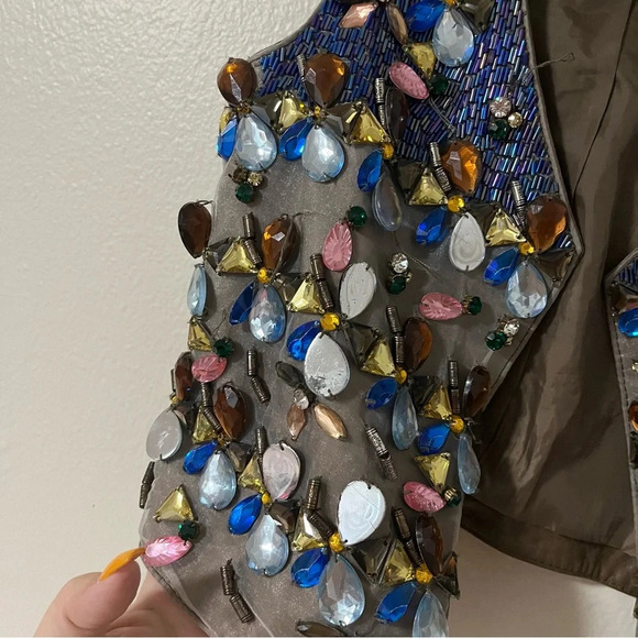 MAKE OFFER Matthew Williamson 2009 Leather beaded sequins jeweled vest small/med - Picture 4 of 8